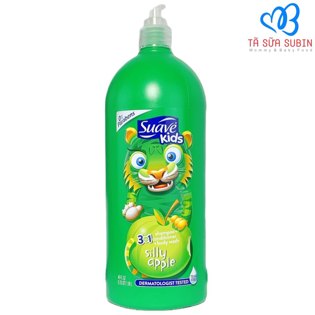 Sữa Tắm Gội Dưỡng Ẩm Suave Kids 3IN1 Silly Apple Mỹ 1.18 lít Hương Táo Cho Bé Từ 1 Tuổi