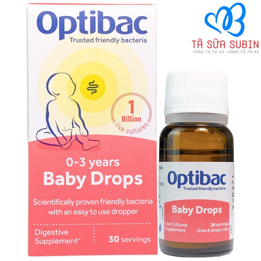 Optibac Hồng dạng giọt Baby Drops Ạnh 30 giọt cho bà bầu, trẻ sơ sinh 0 - 3 tuổi