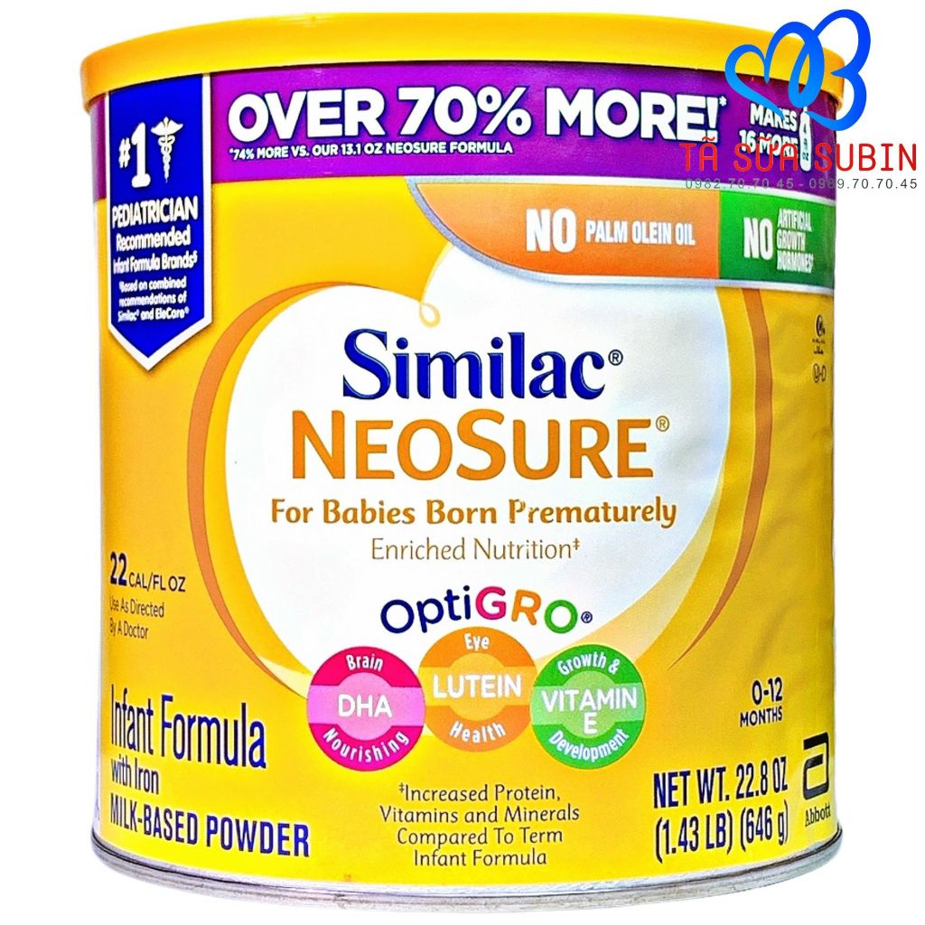 Sữa Similac Neosure Nội Địa Mỹ 646gr Dành Cho Bé Sinh Non, Nhẹ Cân