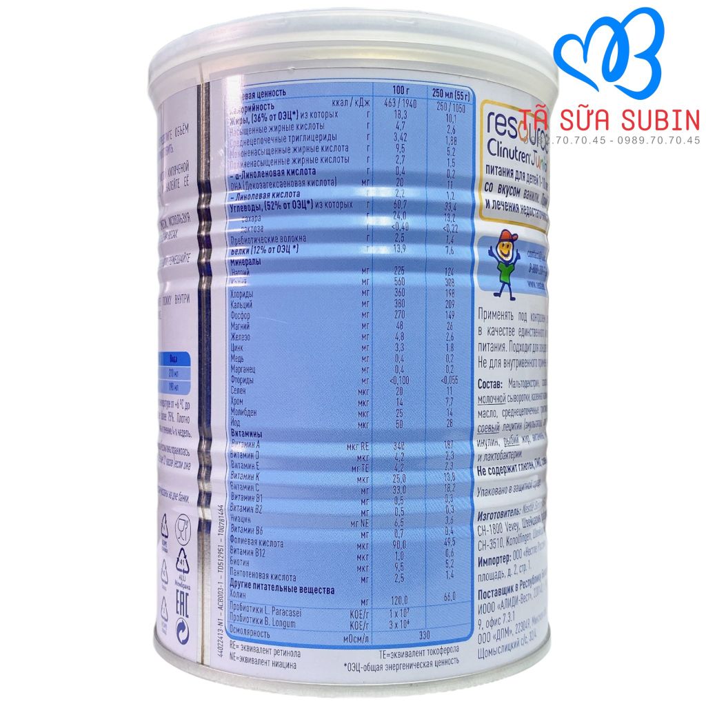 Sữa Tăng Cân Clinutren Junior Nga 400gr – Tã Sữa SuBin