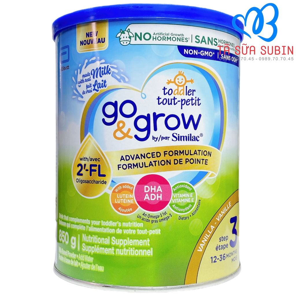 Sữa Similac Go And Grow Canada 850gr Vị Vani Cho Bé Từ 1-3 Tuổi