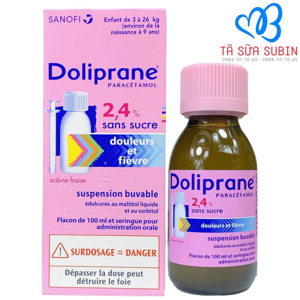 Siro Hạ Sốt Doliprane Pháp 100ml 2,4% Từ Sơ Sinh Tới 9 Tuổi