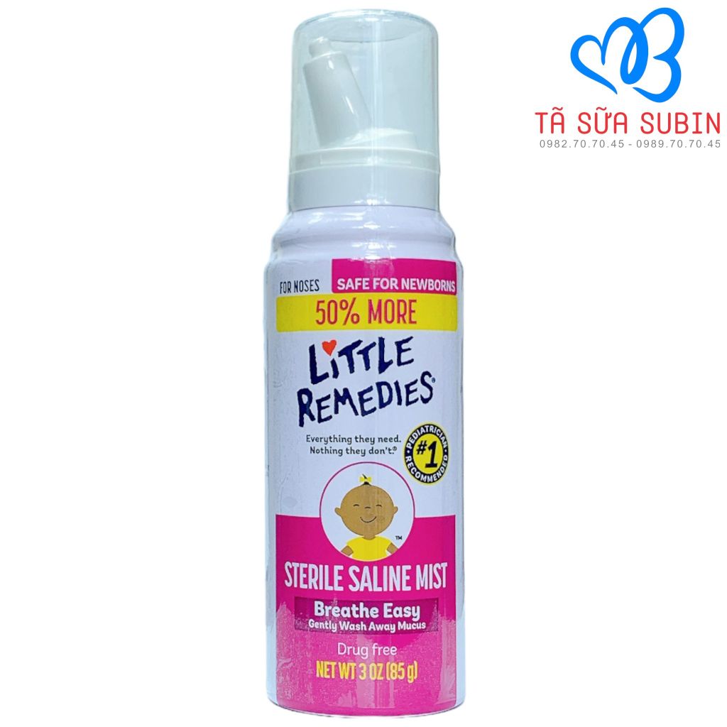 Xịt Mũi Little Remedies Sterile Saline Mist Mỹ 85gr Tan Đờm và thông mũi