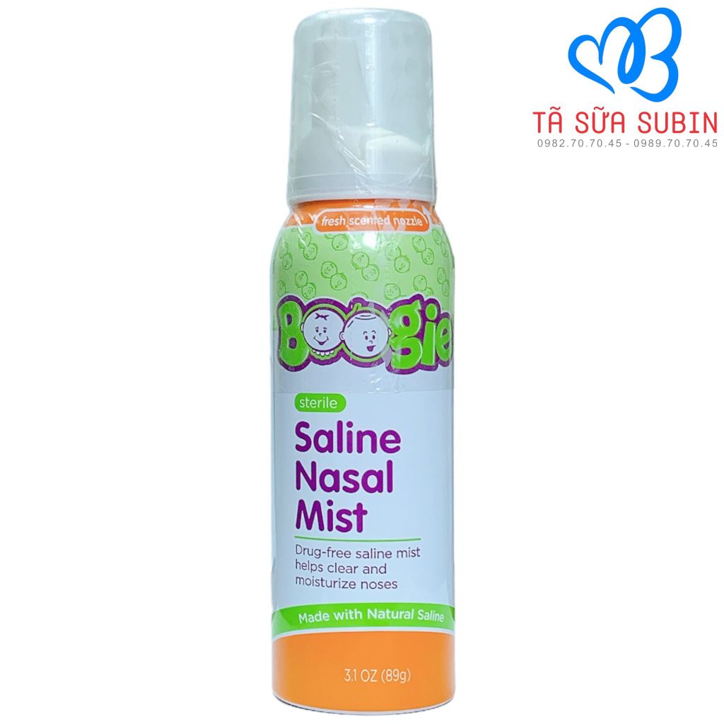 Xịt Mũi Vô Trùng Không Mùi Boogie Mist Sterile Saline Nasal Spray Mỹ 89gr