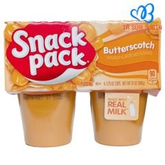 Lốc 4 hộp Váng Sữa Snack Pack Pudding Butterscotch Mỹ 368gr Vị Caramel