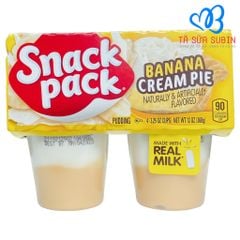Lốc 4 Hộp Váng Sữa Snack Pack Pudding Mỹ 368gr Vị Kem Chuối
