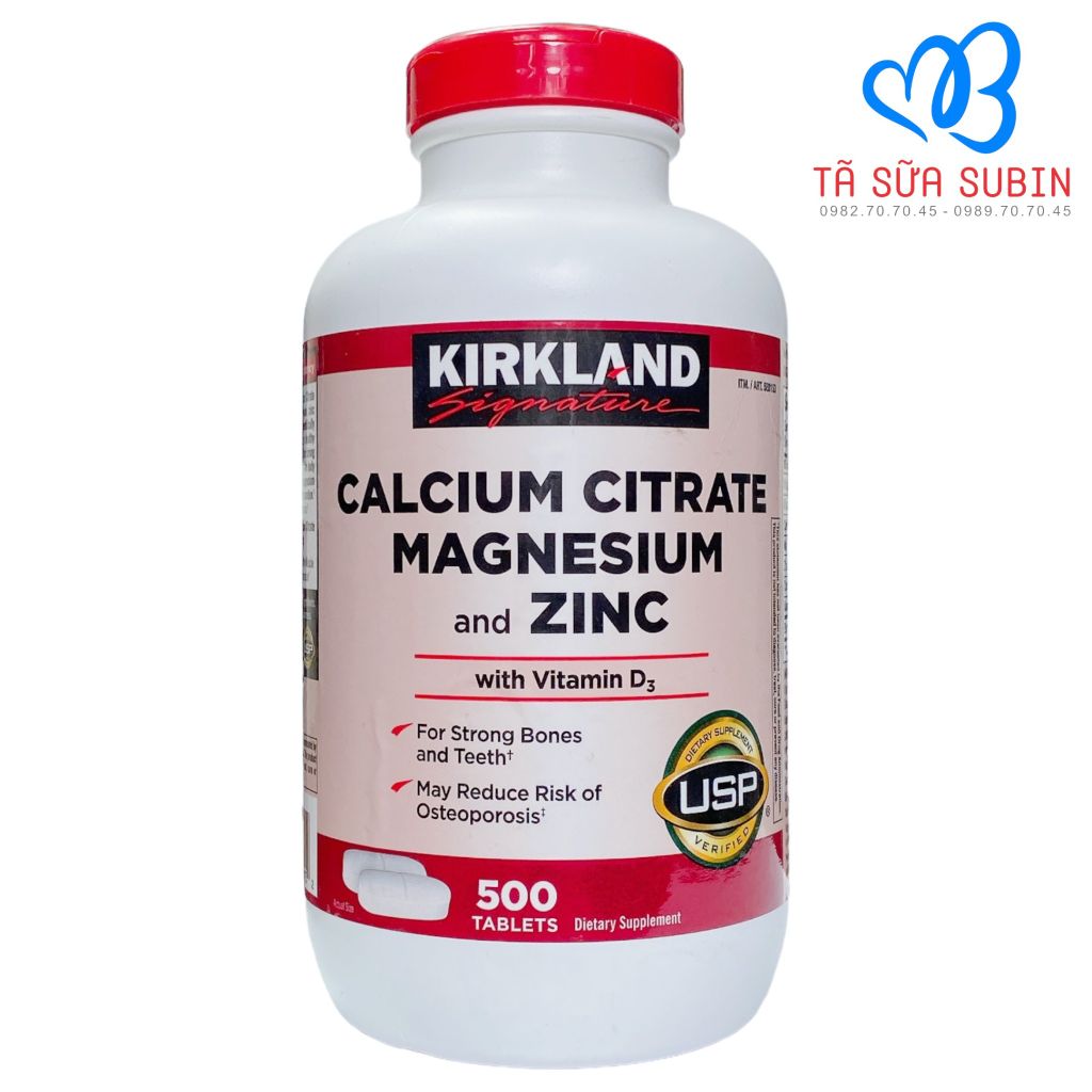 VIÊN UỐNG HỖ TRỢ XƯƠNG KHỚP KIRKLAND CALCIUM CITRATE MAGNESIUM AND ZINC MỸ 500V