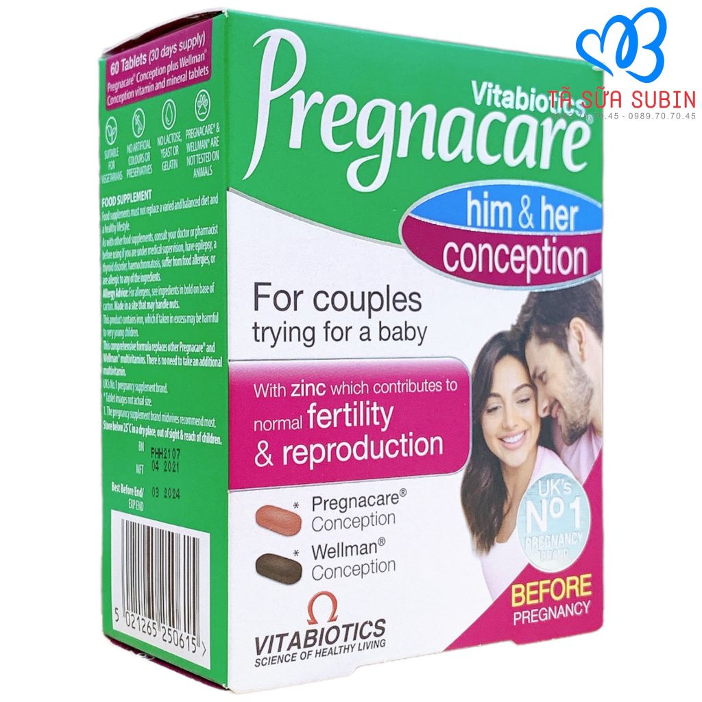 Viên Uống Hỗ Trợ Thụ Thai Pregnacare Him & Her Conception Anh 60 Viên