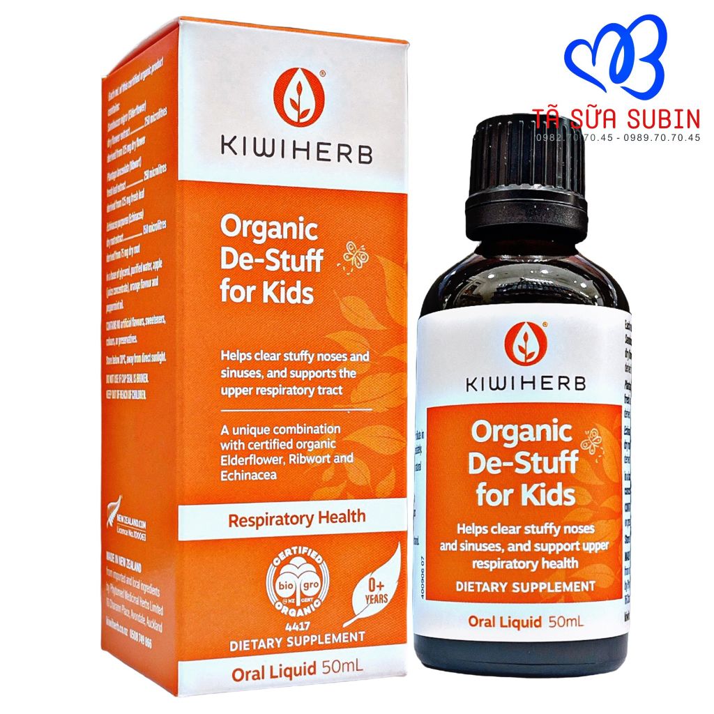 Siro Hữu Cơ Kiwiherb Organic De-Stuff For Kid Điều Trị Sổ Mũi, Nghẹt Mũi 50ml