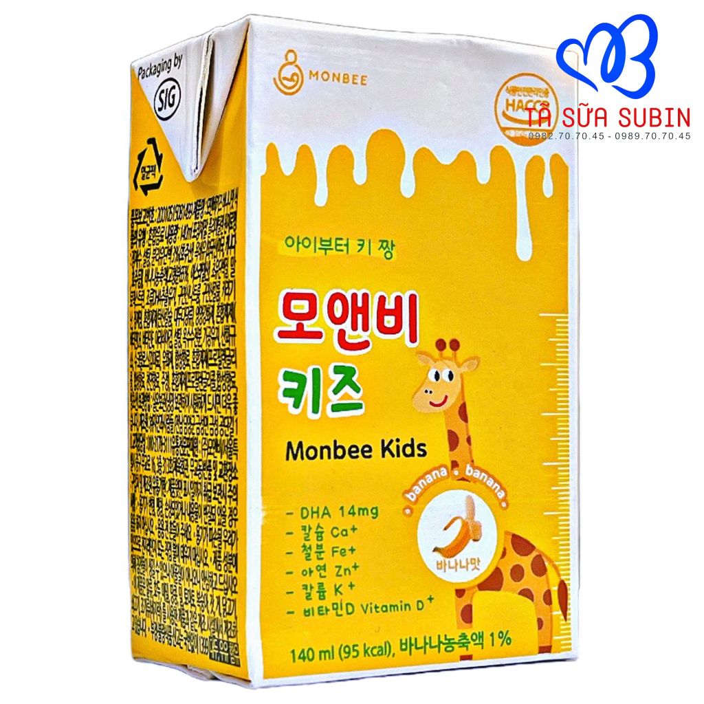 Sữa Hạt Dinh Dưỡng Monbee Kids Hàn Quốc 140ml Vị Chuối