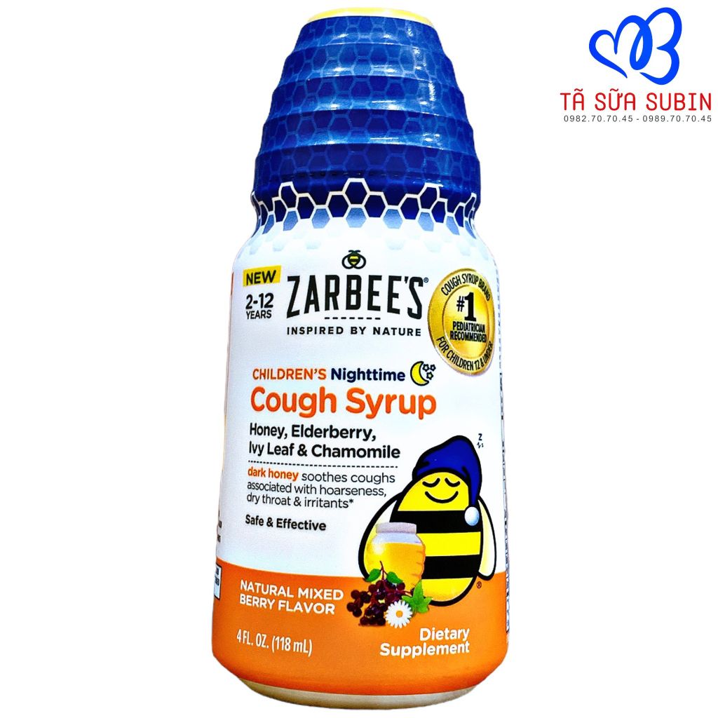 Siro Ho Đêm Zarbee's Children Cough Syrup Mỹ 118ml Cho Bé Từ 2-12 Tuổi