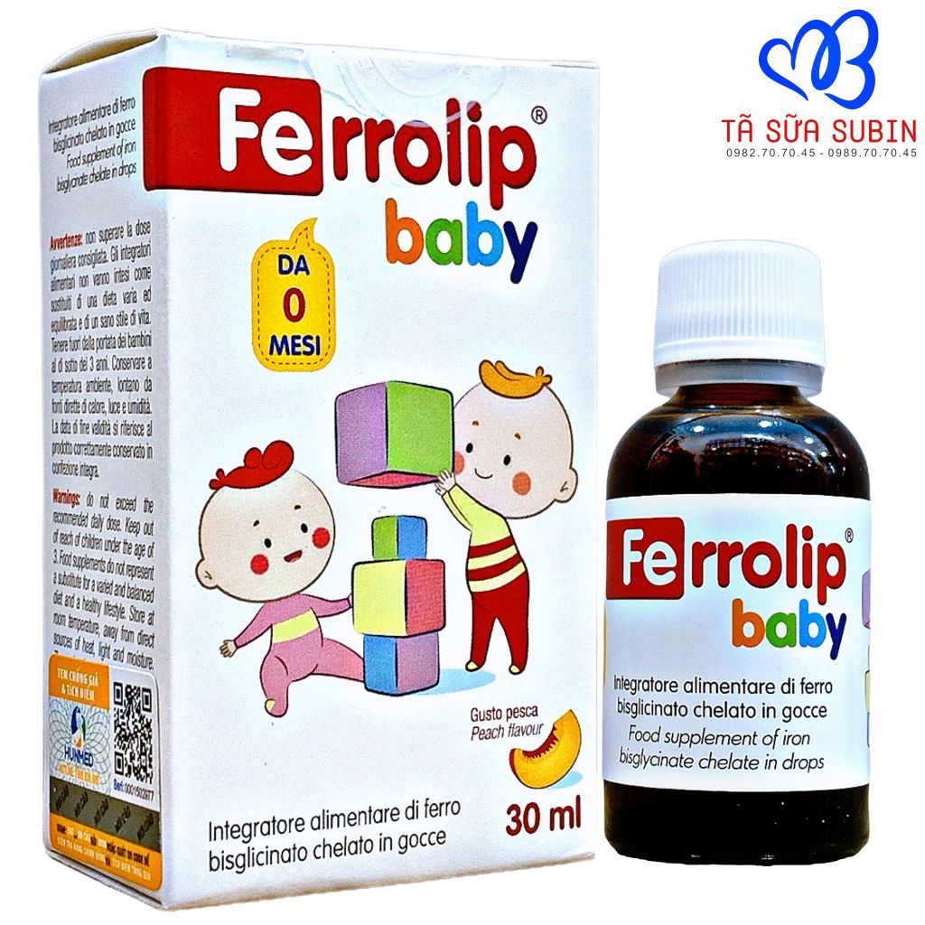 Siro Sắt Hữu Cơ Ferrolip Baby Ý 30ml Cho Bé Sơ Sinh