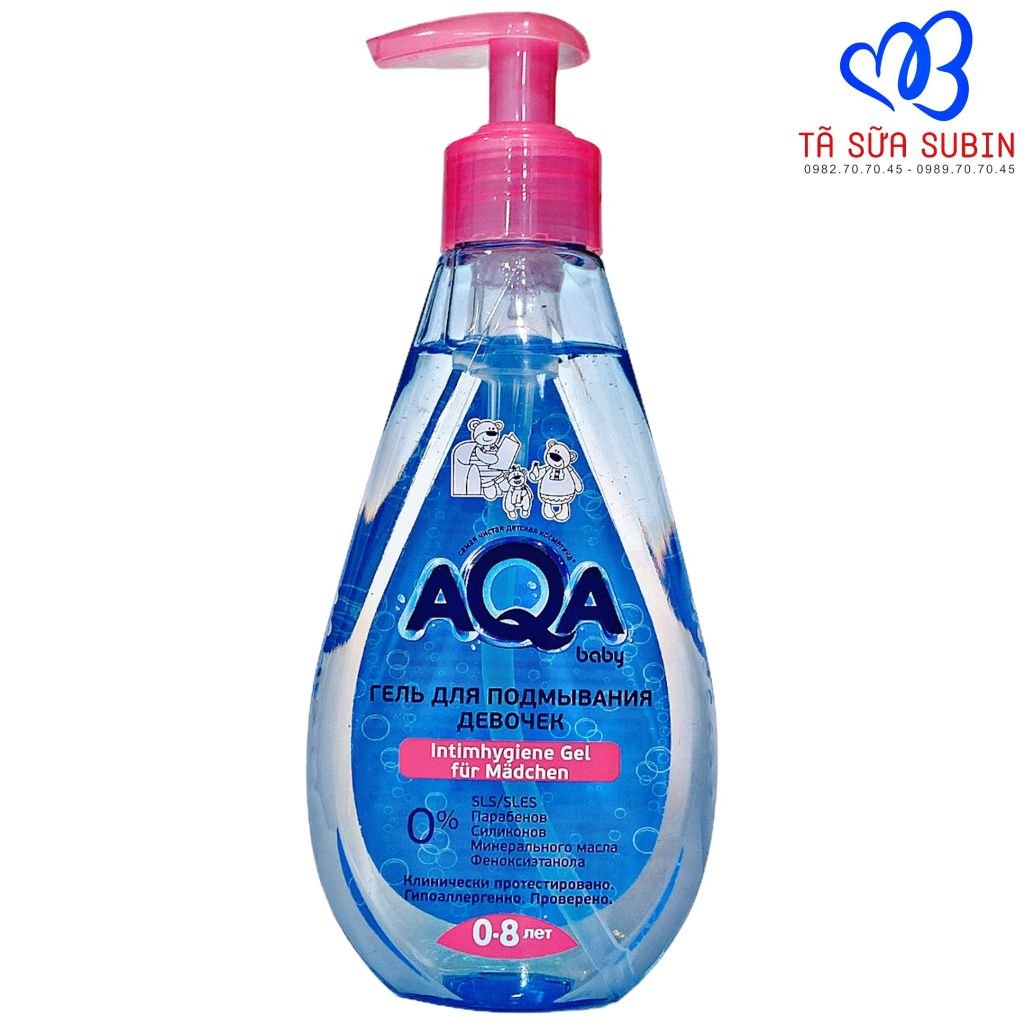 Vệ Sinh Bé Gái AQA Nga Cho Bé Từ 0-8 Tuổi (300ml) MẪU MỚI 2025