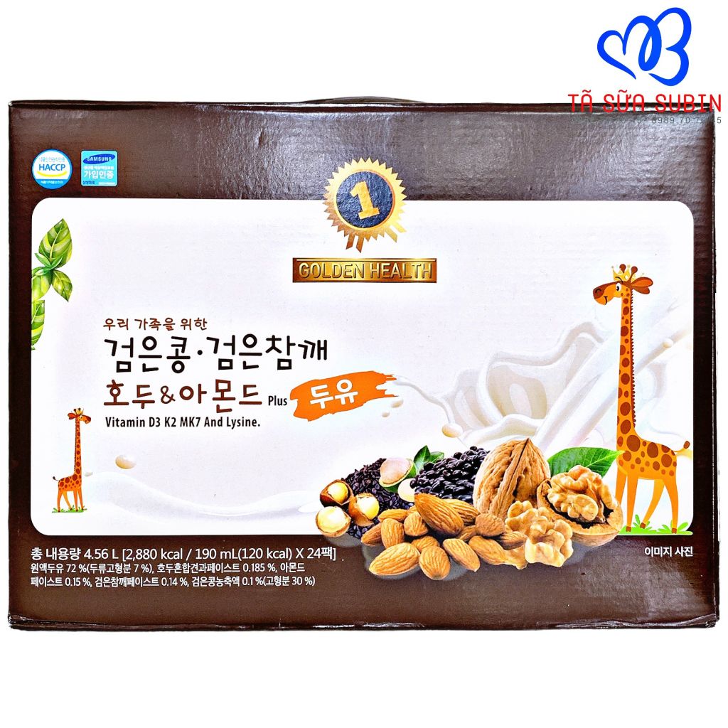 Thùng 20 Gói Sữa Ngũ Cốc Óc Chó Hạnh Nhân Golden Health Hàn Quốc 195ml - Dạng Túi