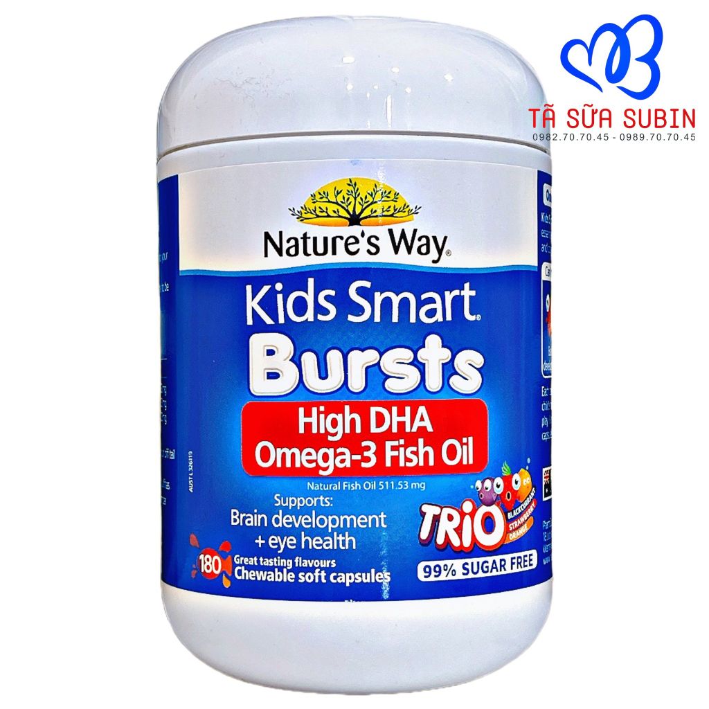 Viên Dầu Cá DHA Nature's Way Kids Smart Omega 3 High DHA Úc 180 Viên