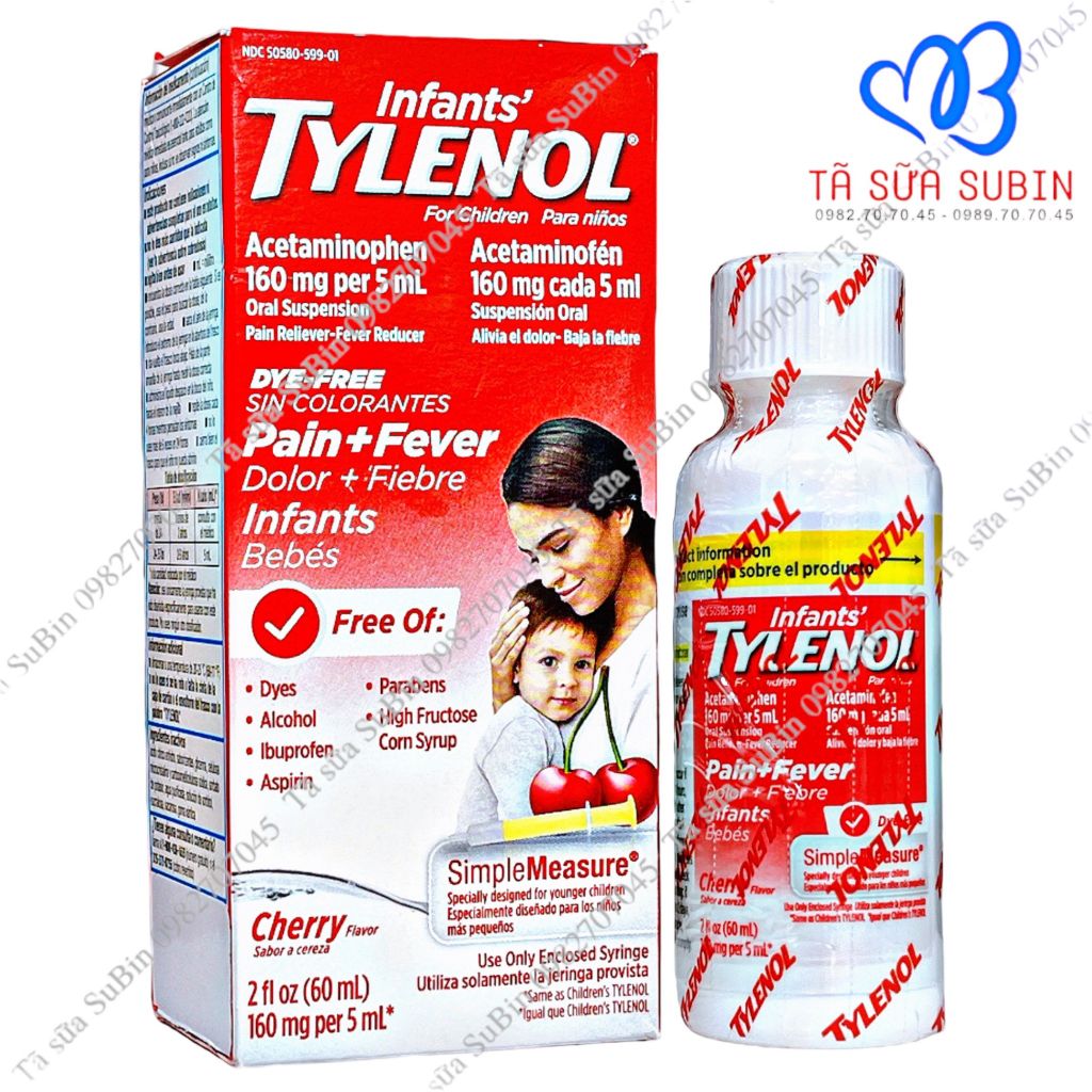 Siro giảm đau hạ sốt Infant Tylenol (160mg per 5ml) Mỹ 60ml Tã Sữa SuBin