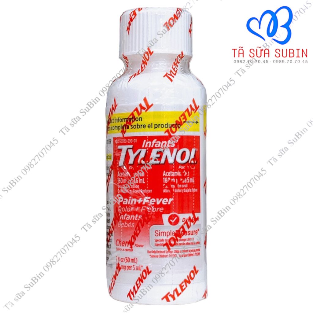 Siro giảm đau hạ sốt Infant Tylenol (160mg per 5ml) Mỹ 60ml Tã Sữa SuBin