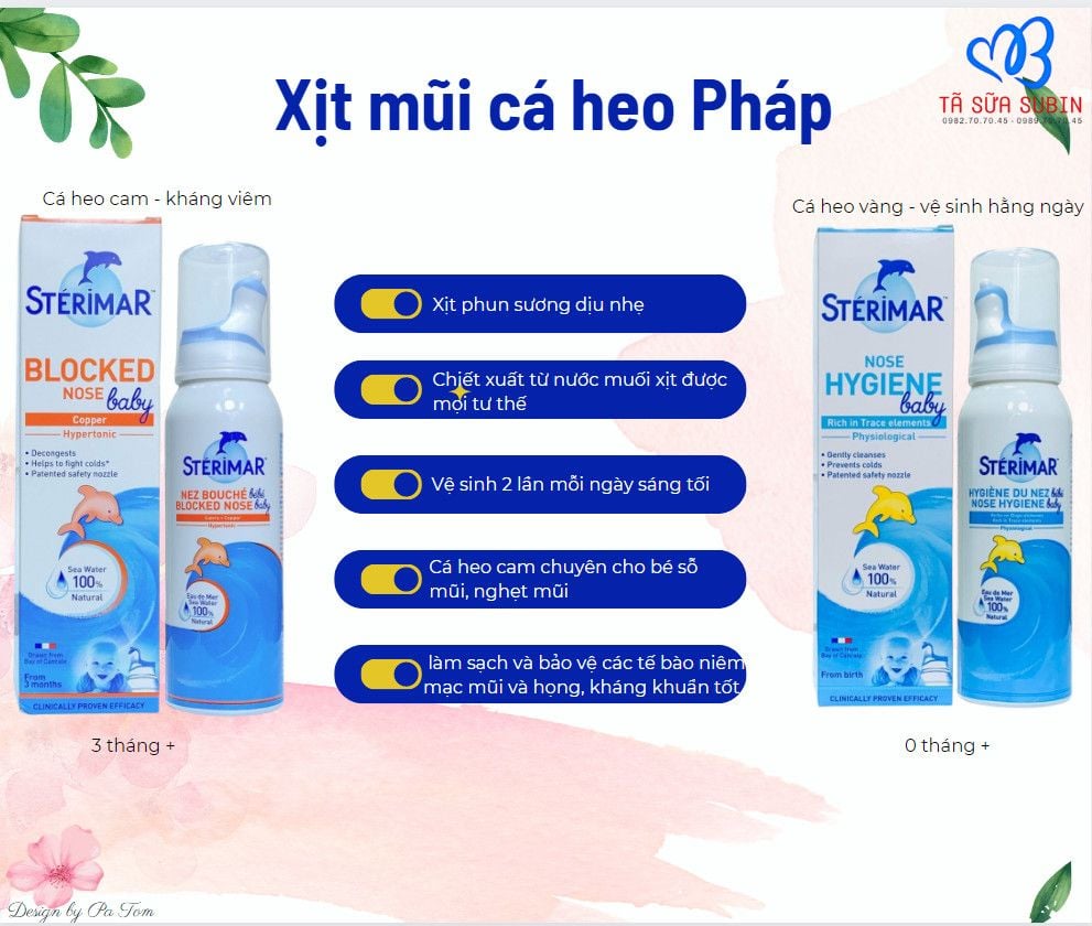 Xịt Muối Biển Cá Heo Sterimar Kháng Viêm Pháp 100ml Từ 3 Tháng Tuổi