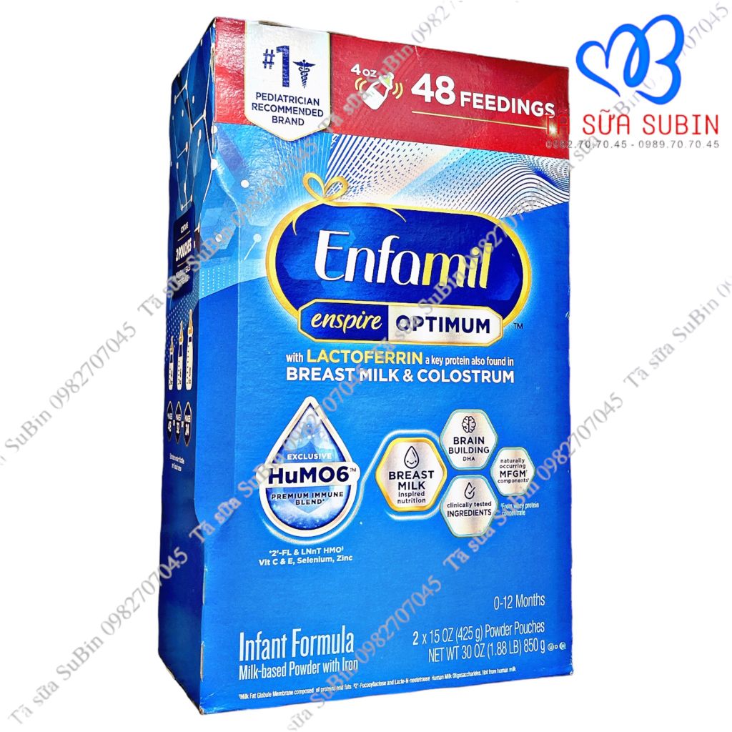 Sữa Enfamil Enspire Infant Formula Non GMO Mỹ 850gr Nội Địa Mỹ Cho Trẻ Từ 0 - 12 Tháng Hộp Giấy