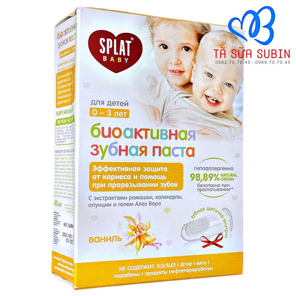 Set Kem Đánh Răng Và Bàn Chải Silicol Spalat Baby Nga Siêu Mềm Vị Vanila 0-3Tuổi