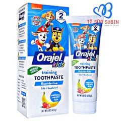 Kem Đánh Răng Orajel Kids Training Toothpaste Mỹ 42.5gr Vị Chuối Dâu (0 - 3 Tuổi)