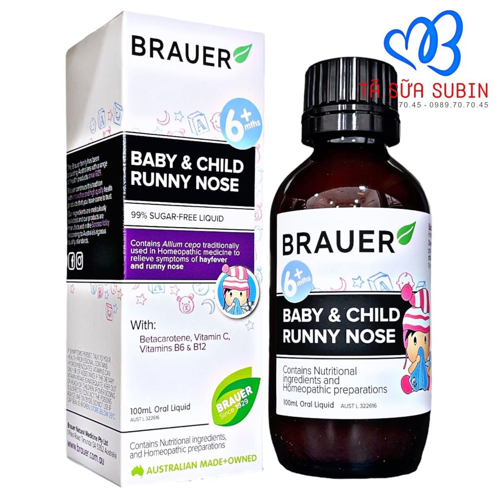 Siro Sổ Mũi Runny Nose Brauer Úc 100ml (6 Tháng) – Tã Sữa SuBin