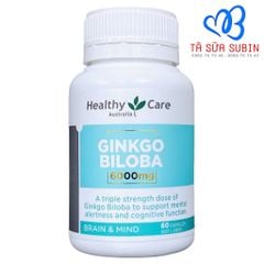 Viên Uống Bỗ Não HealthyCare Ginkgo Biloba 6000mg Úc 60 Viên