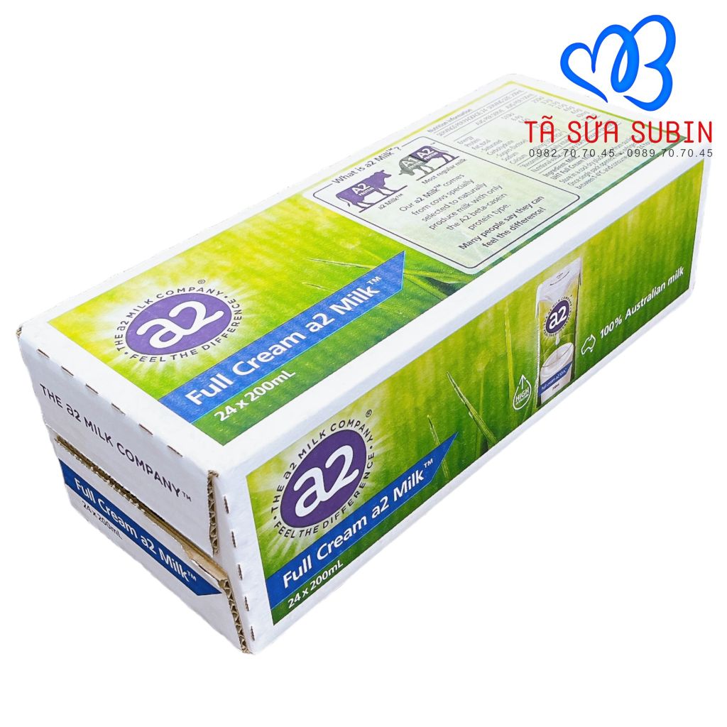 Thùng 24 hộp Sữa tưỡi a2 nguyên kem Úc 200ml Dạng nước