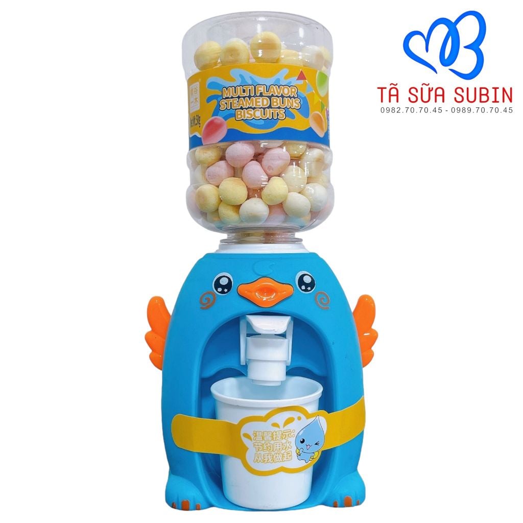 Bánh men hình bình uống nước chim cánh cụt màu xanh