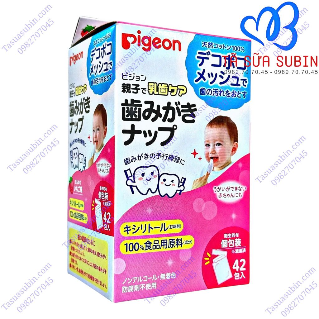Giấy Lau Răng, Rơ Lưỡi Pigeon Nhật 42 Miếng Vị Dâu