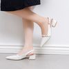  Giày Cao Gót Nữ Dáng Slingback Mũi Nhọn Đế Vuông Phối Khóa MC-902 