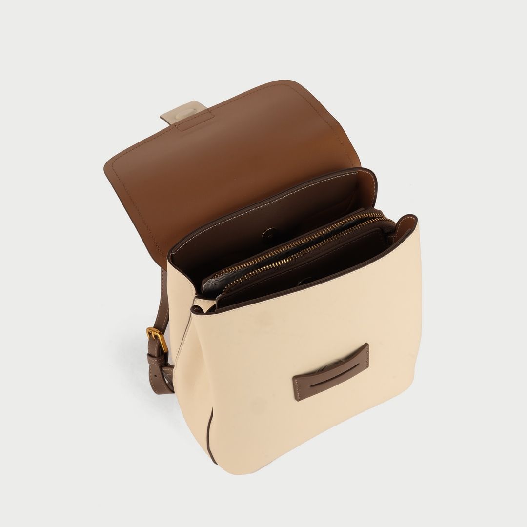  Balo Nữ Mini Nắp Gập Khóa Nam Châm AT-10 Kem Trắng 