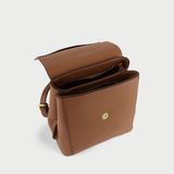  Balo Nữ Mini Nắp Gập Nam Châm Phối Viền Nâu AT-16 Bò 