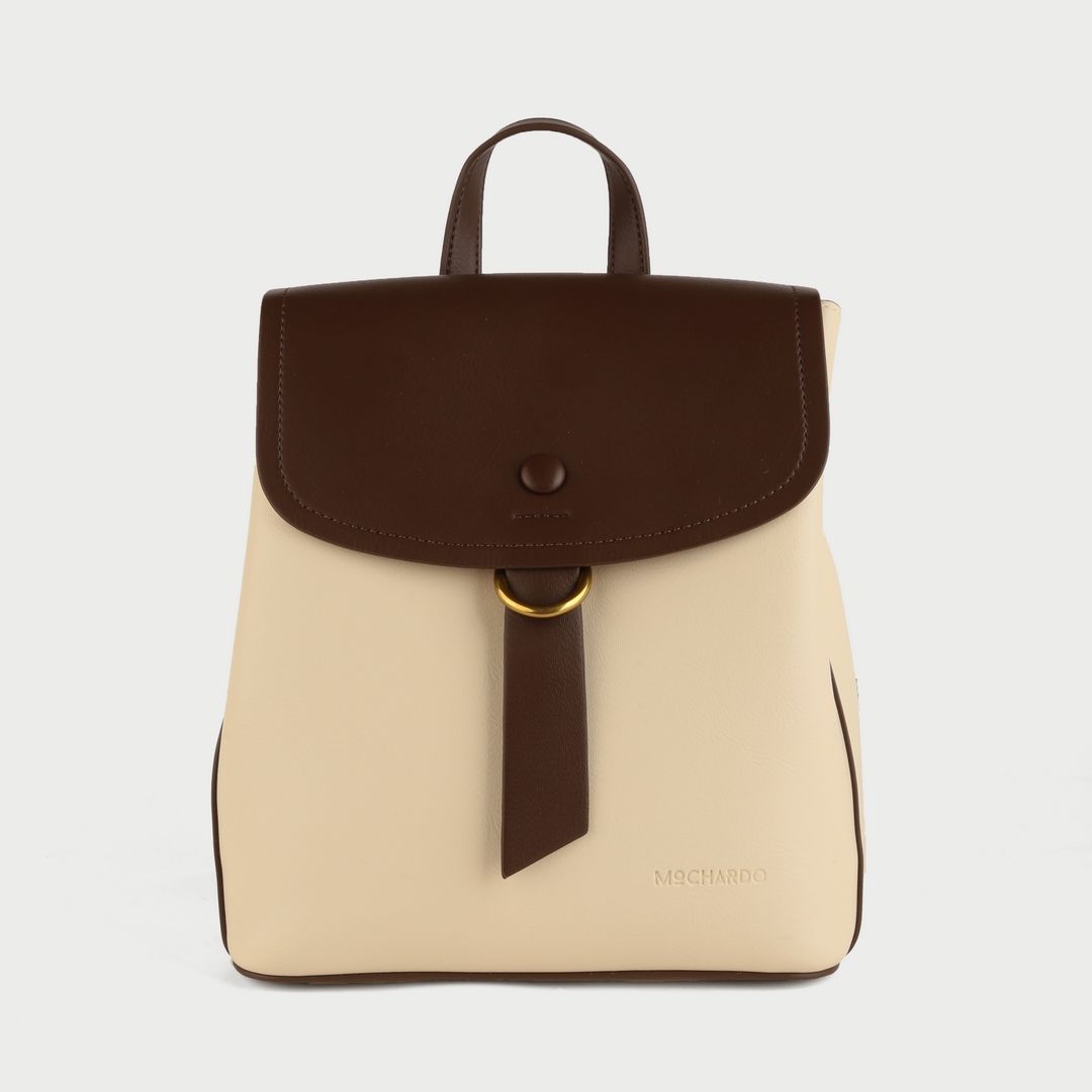  Balo Nữ Mini Nắp Gập Phối Khóa Tròn AT-9 Kem Trắng 