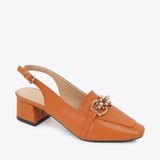  Giày Cao Gót Sling Back Khóa Gài Phối Xích PQ-8 Bò 