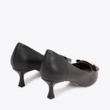  Giày Cao Gót Nữ Da Trơn Khoá Nơ Xoàn DV-2 Đen 