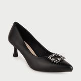  Giày Cao Gót Nữ Mũi Nhọn Phối Khóa Cao Cấp PA-501 Đen 