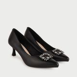  Giày Cao Gót Nữ Mũi Nhọn Phối Khóa Cao Cấp PA-501 Đen 