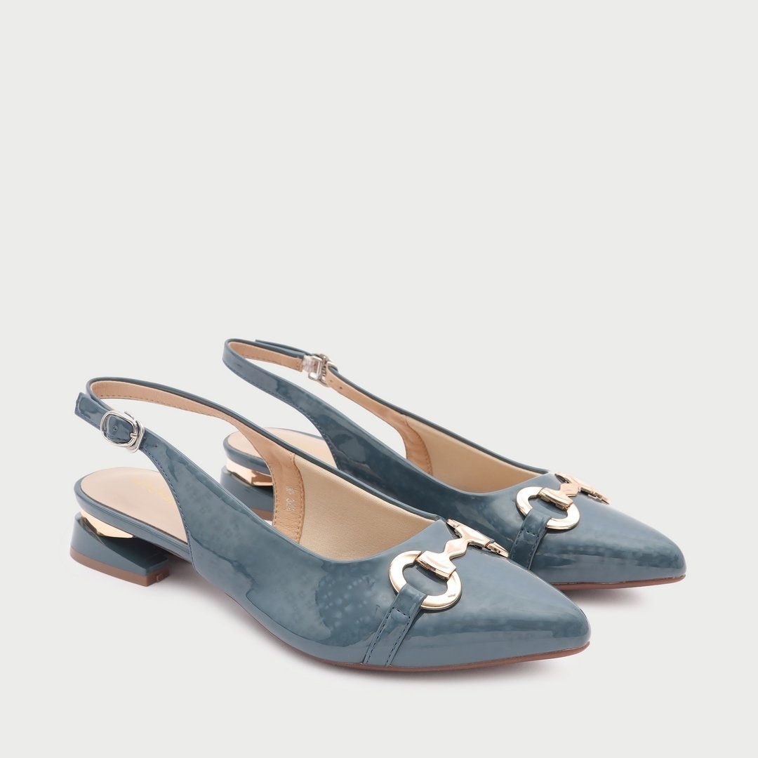  Giày Cao Gót Đế Vuông Dáng Slingback Khóa Đối Xứng CS-6 Xanh 