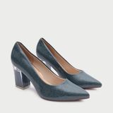  Giày Cao Gót Da Vân Mũi Nhọn Basic CG-18 Xanh 