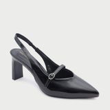  Giày Cao Gót Dáng Slingback Quai Hậu Phối Chun CG-9 Đen 