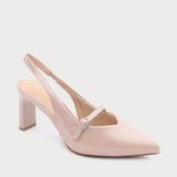  Giày Cao Gót Dáng Slingback Quai Hậu Phối Chun CG-9 Hồng 