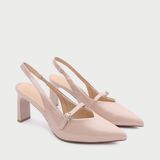  Giày Cao Gót Dáng Slingback Quai Hậu Phối Chun CG-9 Hồng 