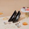  Giày Cao Gót Trơn Bóng Basic Gót Nhọn Mảnh PT-4 Đen Bóng 