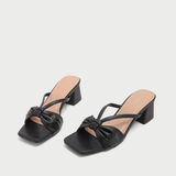  Dép Cao Gót Nữ Đế Vuông Quai Ngang Kiểu Nơ 5cm MC.316 