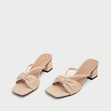  Dép Cao Gót Nữ Đế Vuông Quai Ngang Kiểu Nơ 5cm MC.316 