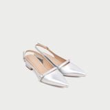  Giày Cao Gót Nữ Dáng Slingback Mũi Nhọn Đế Vuông Phối Khóa MC-902 