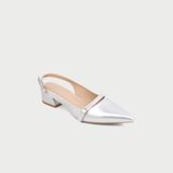  Giày Cao Gót Nữ Dáng Slingback Mũi Nhọn Đế Vuông Phối Khóa MC-902 
