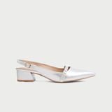  Giày Cao Gót Nữ Dáng Slingback Mũi Nhọn Đế Vuông Phối Khóa MC-902 
