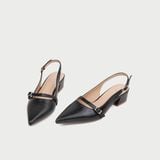  Giày Cao Gót Nữ Dáng Slingback Mũi Nhọn Đế Vuông Phối Khóa MC-902 